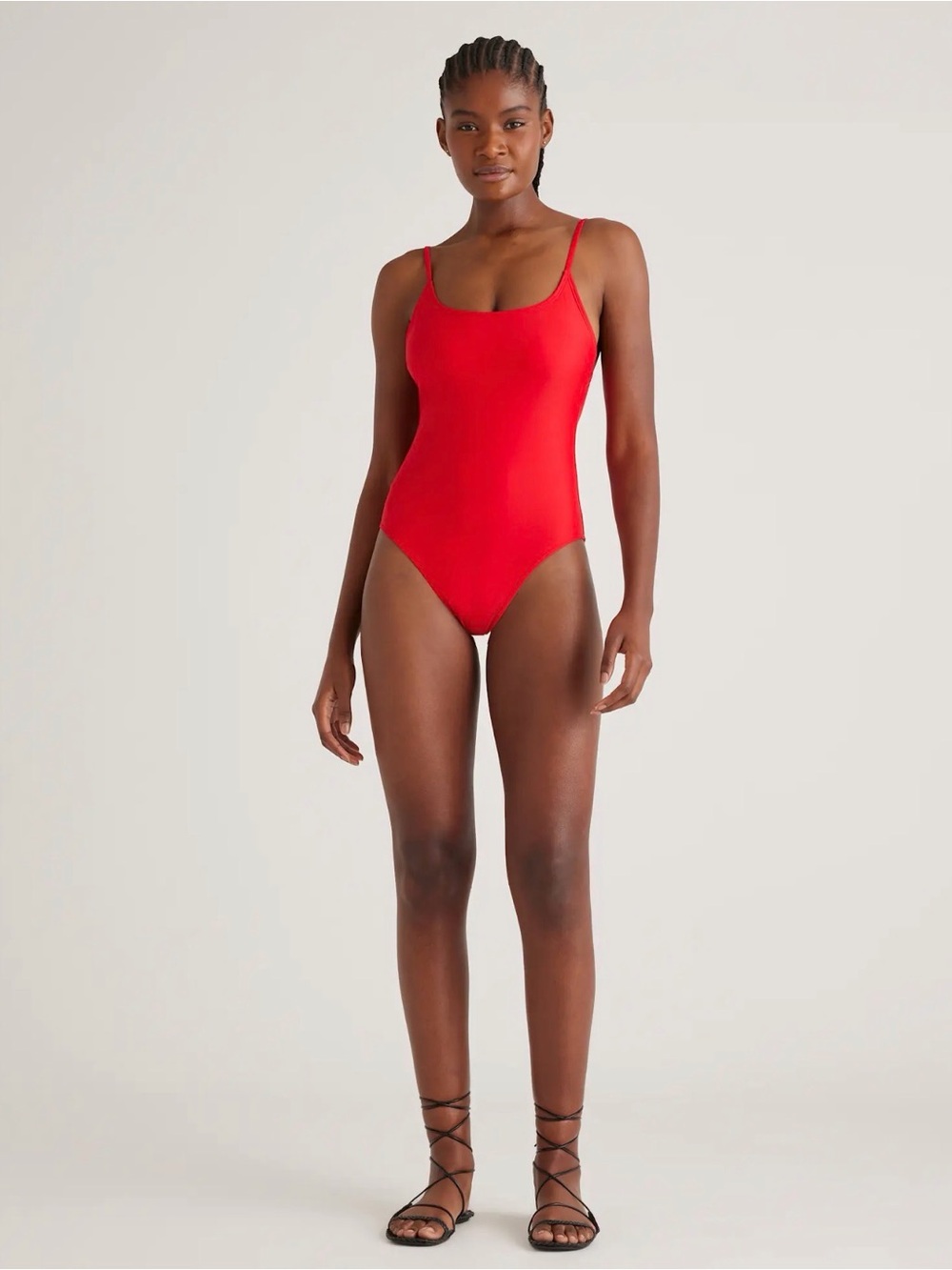 Quince Women’s Italian Cami One Piece Swimsuit Cherry 🍒 New with Tags Small